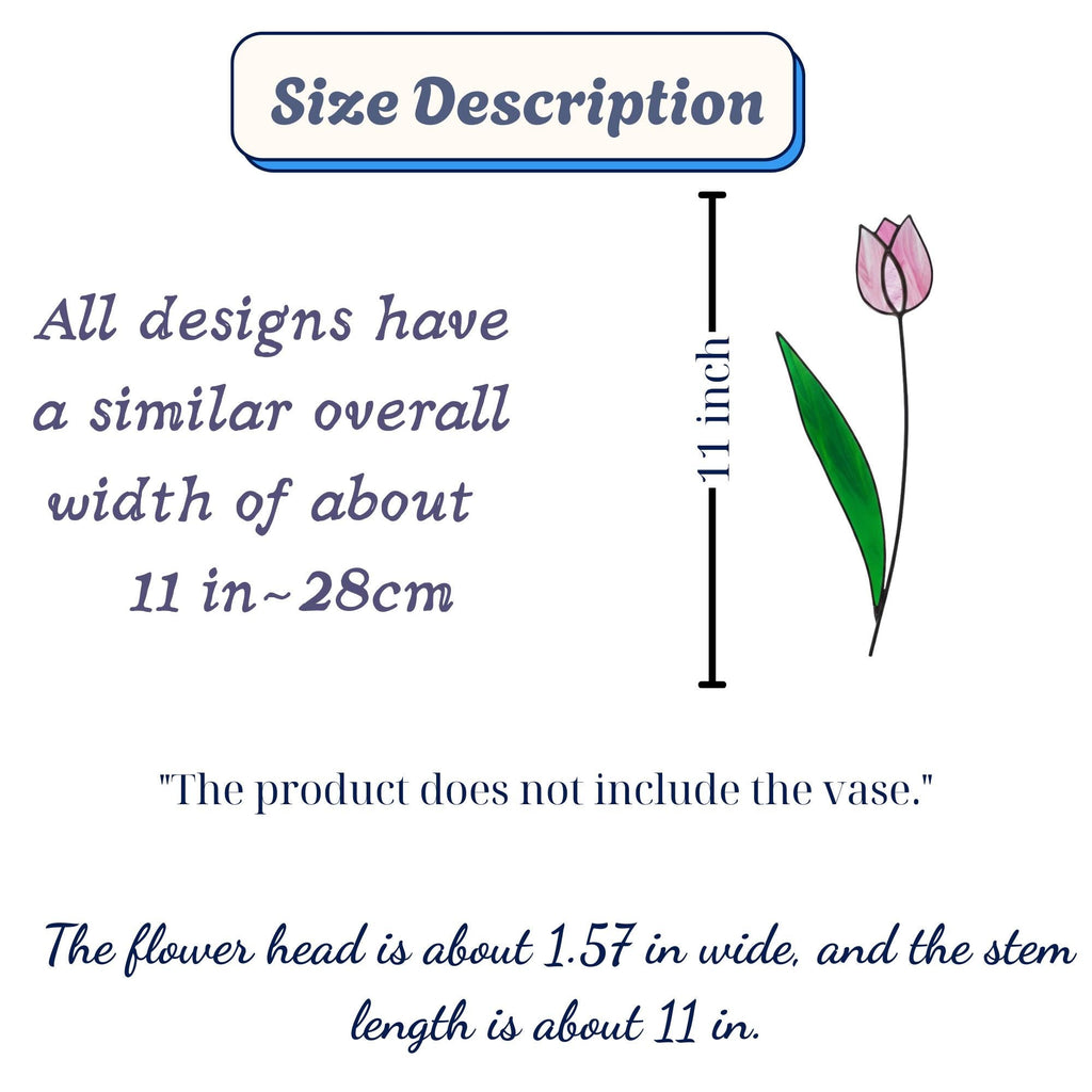 Pink Stained Glass Tulip Suncatcher, Glass Flower Bouquet for Vase, Mothers Day Gift for Mom, Birthday Gift for Her, Spring Home Decor