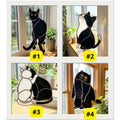 Black Cat Stained Glass Suncatcher, Pet Memorial Gift for Her, Tuxedo Cat Ornament, Cat Mom Birthday Gift, Window Hanging Decor