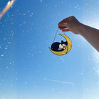 Cat on the Moon Stained Glass Suncatcher, Handmade Cat Window Hanging, Gift for Cat Lovers