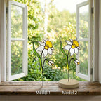 Stained Glass Narcissus, December Birth Flower Gift, Winter Birthday Gift for Her, Christmas Table Decor, Flower Stake