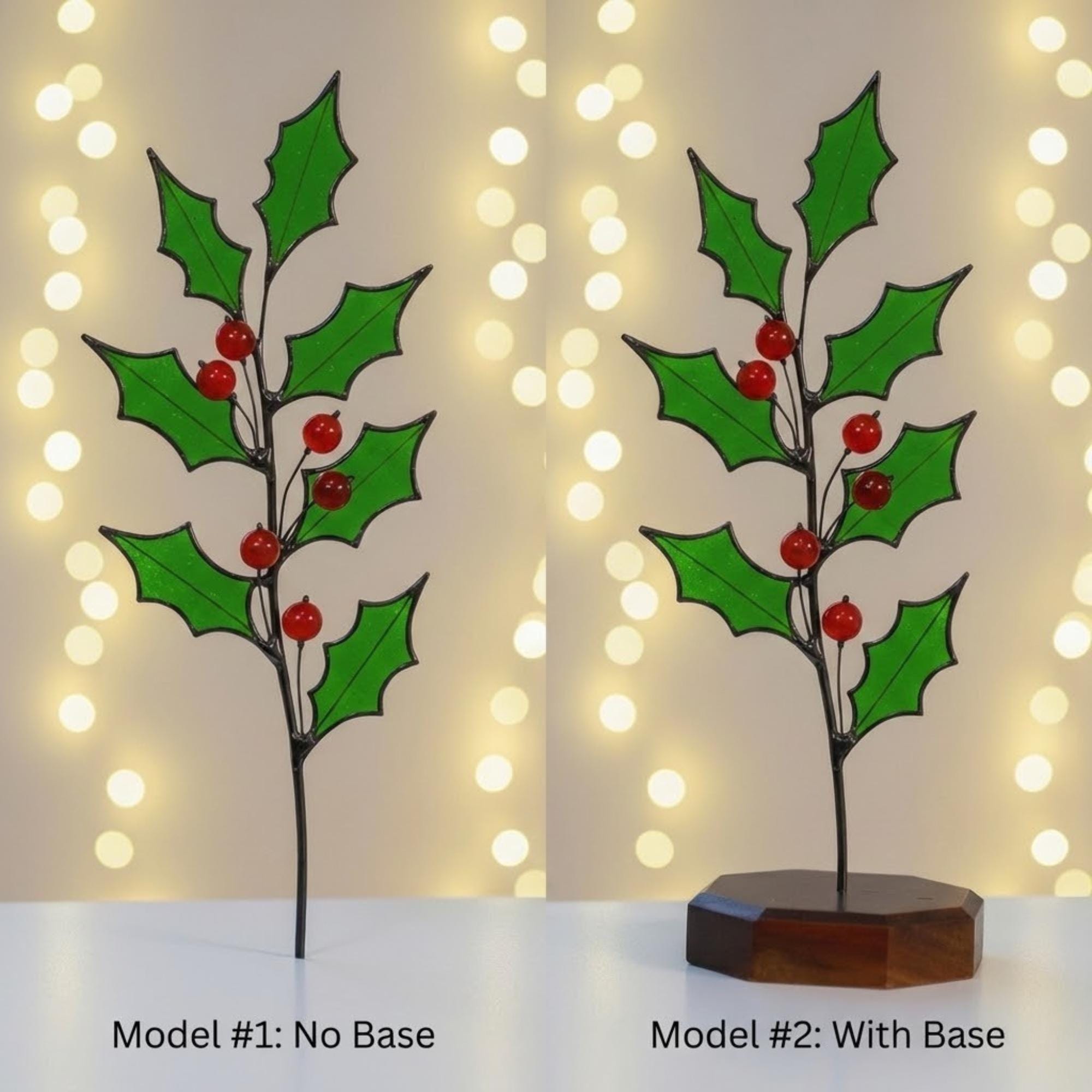 Comparison of two models: Model 1 stake only and Model 2 with wooden base.