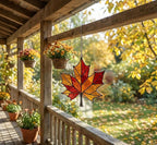 Stained Glass Maple Leaf Suncatcher, Fall Window Hanging, Autumn Home Decor, Thanksgiving Gift for Mom, Red Leaf Ornament