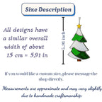 Size guide for stained glass Christmas tree suncatcher, approx 15 cm 5.9 in tall