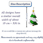 Size guide for stained glass Christmas tree suncatcher, approx 15 cm 5.9 in tall