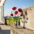 Size chart for stained glass poppy flower stem, approx 11 inches tall