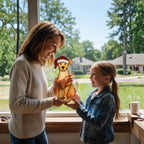 Mother and daughter holding golden retriever stained glass suncatcher, pet lover gift