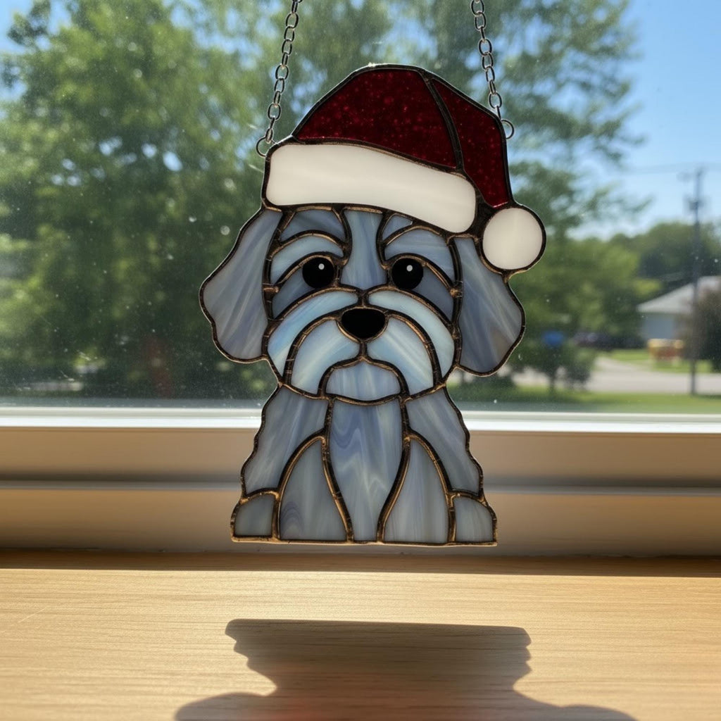 Size chart for stained glass dog suncatchers, approx 7.87 inch tall