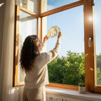 Stained glass sleeping dog decor placed in bedroom, peaceful pet remembrance