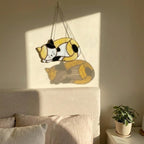 Stained Glass Sleeping Cat Suncatcher with Wood Stand | Orange Tabby Tuxedo Pet Memorial Gift | Loss Sympathy Gift for Mom | Window Decor