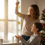 Snowflake Stained Glass Suncatcher – Christmas Star Ornament, Handmade Winter Decor, Stained Glass Wall Hanging, Holiday Gift