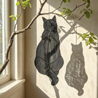 Stained glass Tuxedo cat suncatcher in black and white, available in funny lounging and sitting poses, window hanging or wood stand decor.