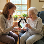 Stained glass Tuxedo cat suncatcher in black and white, available in funny lounging and sitting poses, window hanging or wood stand decor.