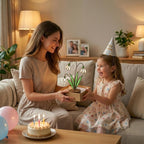 Snowdrop Stained Glass Flower, January Birth Flower Gift for Mom, 3D Floral Table Decor, Grandma Birthday Present, Wood Stand Art