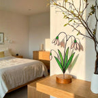 Snowdrop Stained Glass Flower, January Birth Flower Gift for Mom, 3D Floral Table Decor, Grandma Birthday Present, Wood Stand Art