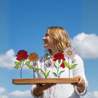 Personalized Stained Glass Birth Flowers Plant Stakes - Unique Mom Gift for Birthday, mothers day gift, Floral Suncatcher Art Decor, bouquet