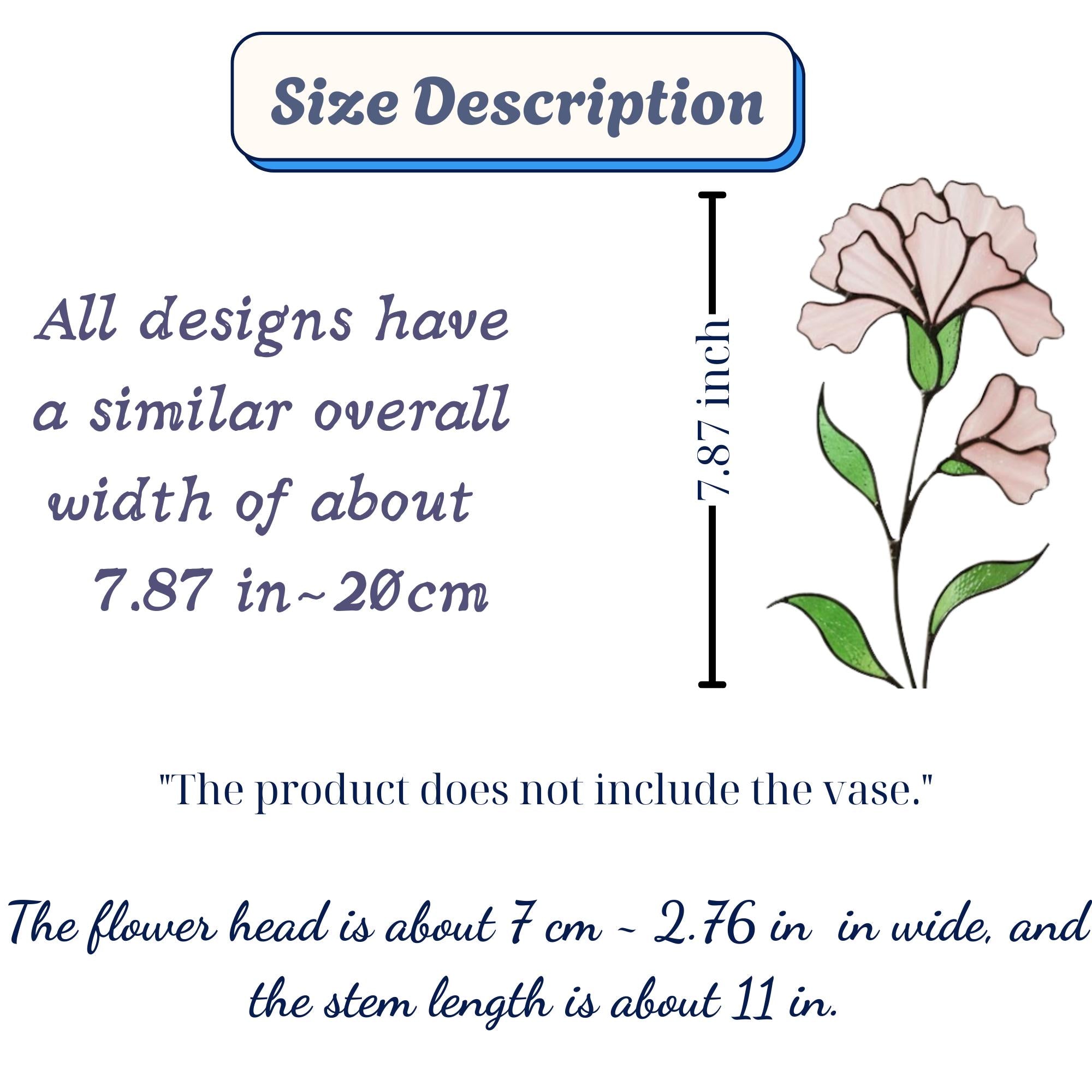 Stained glass pink carnation flower, January birth month gift, available with personalized wood stand or as a single stem for vase.