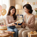 Stained glass pink carnation flower, January birth month gift, available with personalized wood stand or as a single stem for vase.