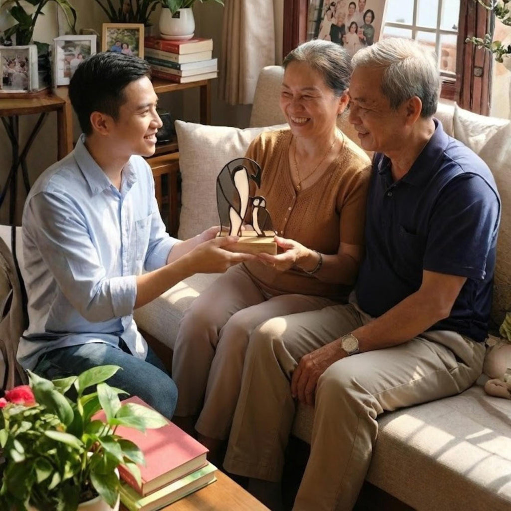 Stained Glass Penguin Suncatcher, Christmas Gift for Mom, Winter Window Hanging, Unique Holiday Decor, Gift for Penguin Lover