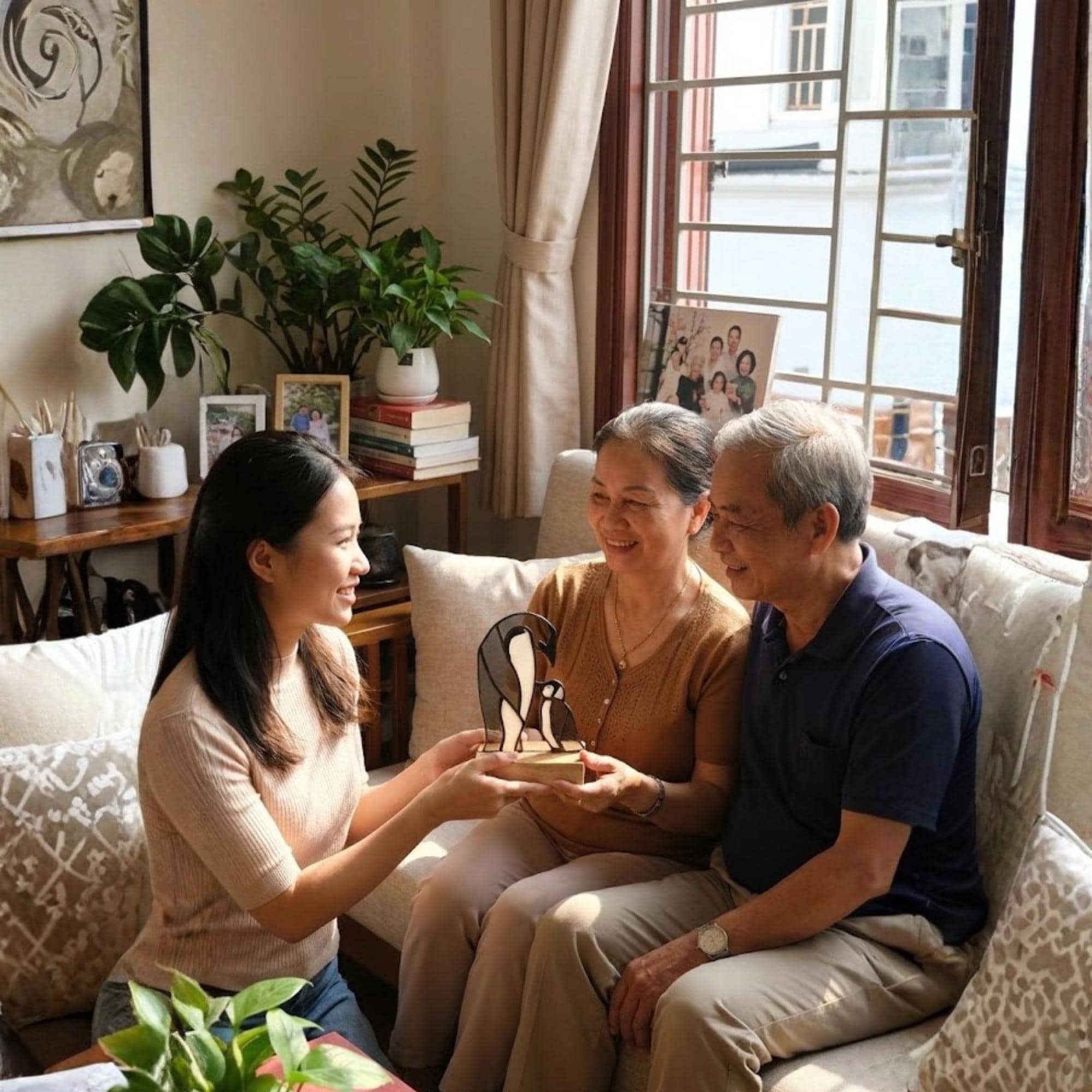 Stained Glass Penguin Suncatcher, Christmas Gift for Mom, Winter Window Hanging, Unique Holiday Decor, Gift for Penguin Lover