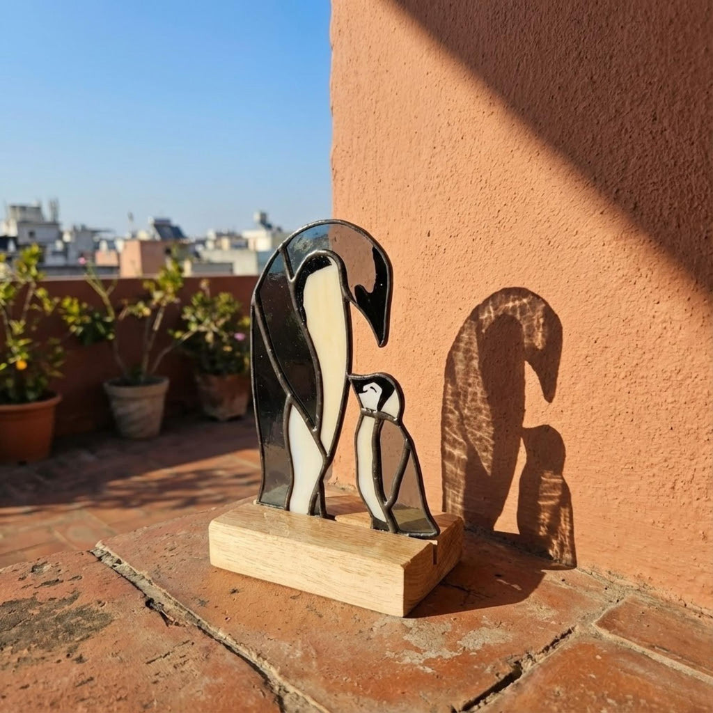 Stained Glass Penguin Suncatcher, Christmas Gift for Mom, Winter Window Hanging, Unique Holiday Decor, Gift for Penguin Lover