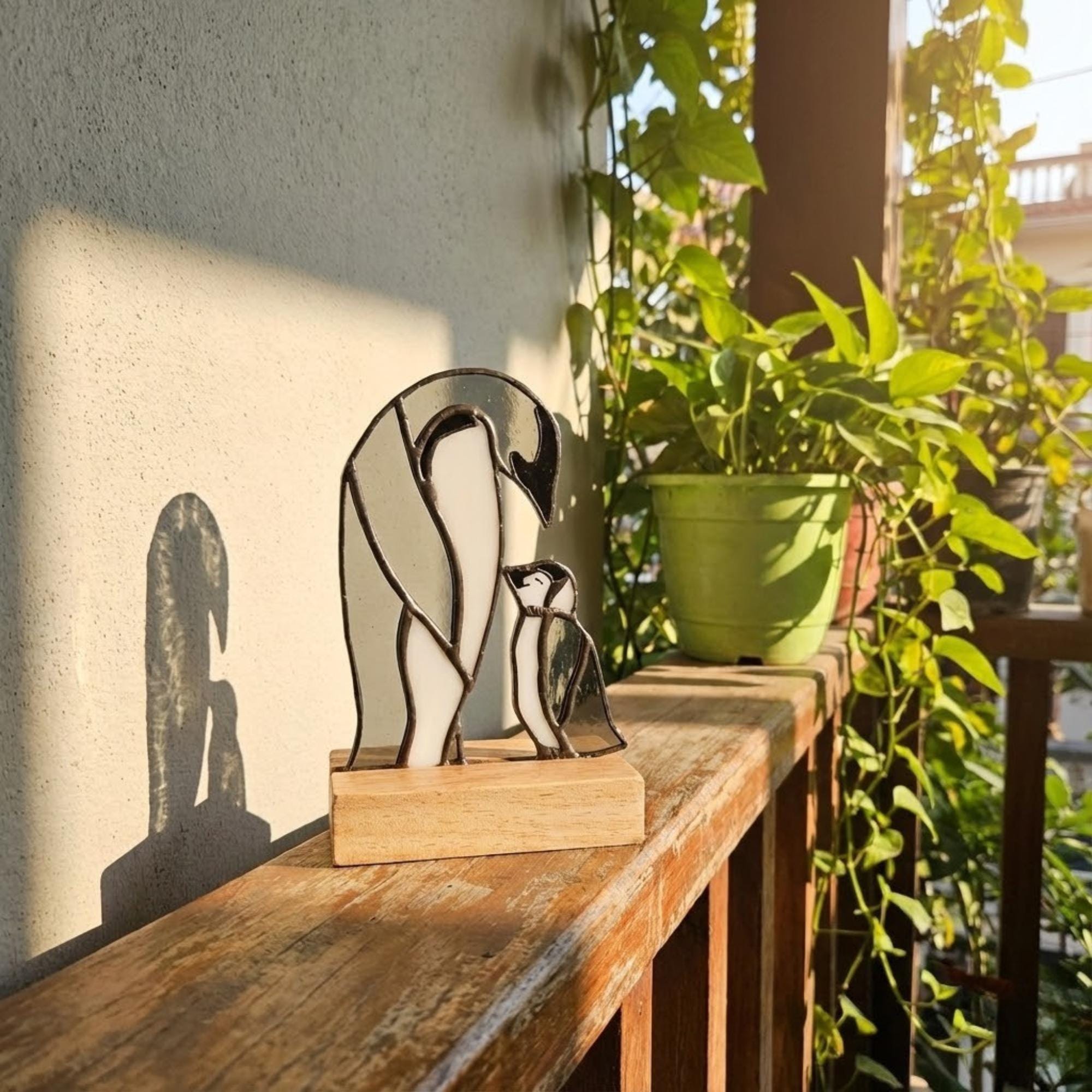 Stained Glass Penguin Suncatcher, Christmas Gift for Mom, Winter Window Hanging, Unique Holiday Decor, Gift for Penguin Lover