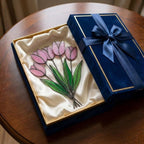 Stained glass tulip flower bouquet, colorful spring decor stems for vase, eternal glass art gift for mom.