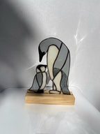 Stained Glass Penguin Suncatcher, Christmas Gift for Mom, Winter Window Hanging, Unique Holiday Decor, Gift for Penguin Lover