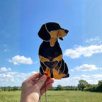 Stained Glass Dachshund Suncatcher, Pet Memorial Gift, Wiener Dog Art, Sausage Dog Ornament, Dog Lover Gift for Mom, Window Hanging