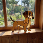 Stained Glass Dachshund Suncatcher, Pet Memorial Gift, Wiener Dog Art, Sausage Dog Ornament, Dog Lover Gift for Mom, Window Hanging