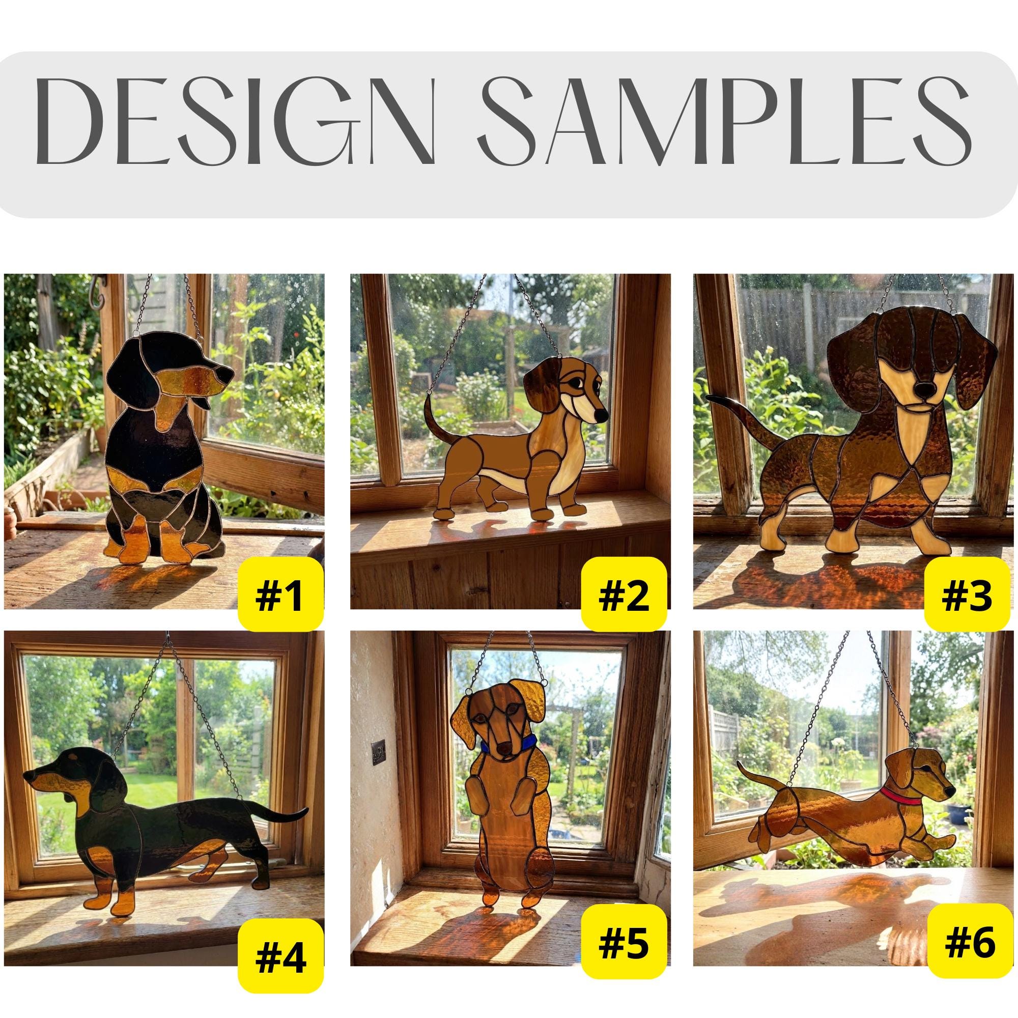 Stained Glass Dachshund Suncatcher, Pet Memorial Gift, Wiener Dog Art, Sausage Dog Ornament, Dog Lover Gift for Mom, Window Hanging