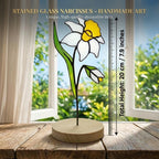 Stained Glass Narcissus, December Birth Flower Gift, Winter Birthday Gift for Her, Christmas Table Decor, Flower Stake