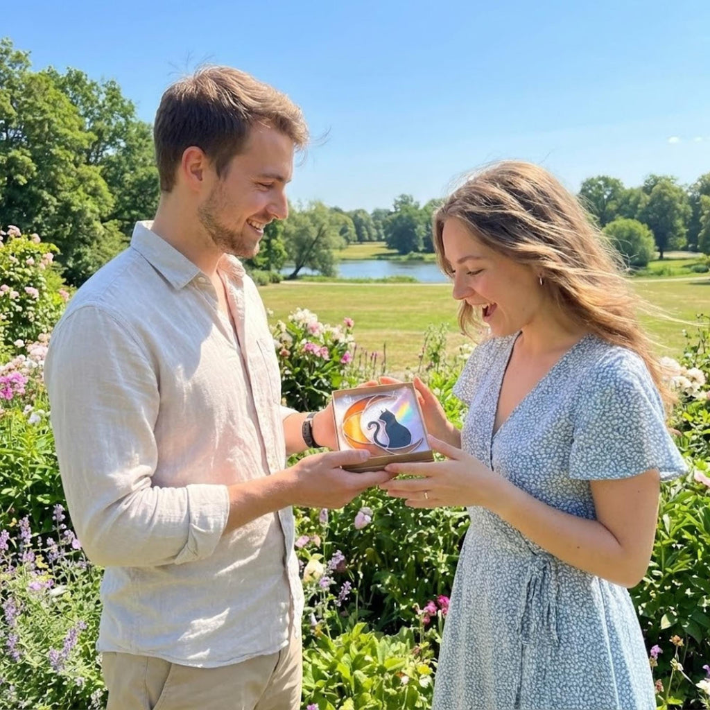 Stained Glass Black Cat on Moon, Pet Memorial Gift, Cat Lover Suncatcher, Celestial Window Hanging, Christmas Gift for Her, Mom