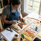 Stained glass monarch butterfly suncatcher, orange and black window hanging, nature lover gift, memorial ornament decor.