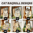 Stained Glass Ragdoll Cat Suncatcher with Wood Stand | Blue Eyes Siamese Cat Memorial Gift | Pet Loss Sympathy Gift for Mom | Desk Decor