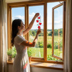 Heart Stained Glass Suncatcher | Love Vine Window Hanging | Romantic Cottagecore Decor | 3rd Anniversary Valentine Gift for Wife | Glass Art