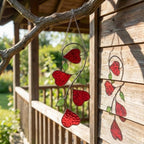 Heart Stained Glass Suncatcher | Love Vine Window Hanging | Romantic Cottagecore Decor | 3rd Anniversary Valentine Gift for Wife | Glass Art