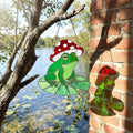 Stained Glass Frog Suncatcher | Mushroom Hat Decor | Goblincore Aesthetic | Cute Toad on Lily Pad | Plant Lover Gift for Her