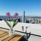 Stained glass tulip flower bouquet, colorful spring decor stems for vase, eternal glass art gift for mom.