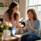 Stained glass sleeping cat on moon suncatcher window hanging, black orange tuxedo calico cat memorial gift for pet loss, handmade celestial decor by LuzyGlassArt.