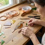 Stained glass American Robin bird suncatcher with orange breast hanging on window, handmade state bird gift for Michigan Wisconsin Connecticut, spring garden decor by LuzyGlassArt.