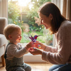 Stained glass hummingbird suncatcher, colorful bird window hanging, spring decor gift for mom, sympathy memorial ornament.