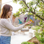 Stained glass hummingbird suncatcher, colorful bird window hanging, spring decor gift for mom, sympathy memorial ornament.