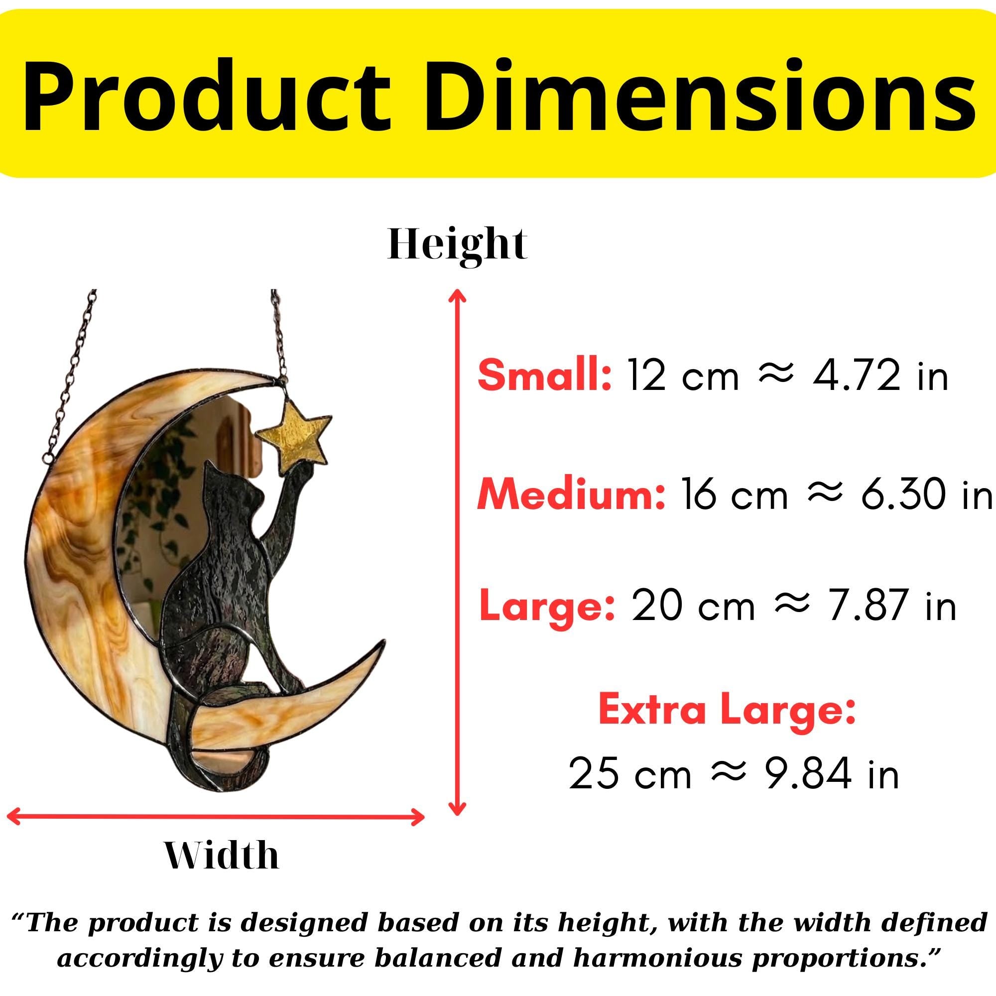 Stained glass black cat on crescent moon suncatcher, celestial window hanging with star, witchy decor and pet memorial gift.