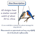 Stained glass Eastern Bluebird suncatcher with blue wings and orange breast hanging on window, handmade blue bird of happiness gift for mom, New York and Missouri state bird decor by LuzyGlassArt.