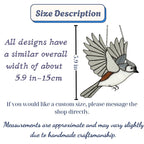 Stained glass Black-capped Chickadee bird suncatcher on branch hanging on window, handmade Maine and Massachusetts state bird gift, realistic nature decor by LuzyGlassArt.