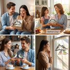 Stained glass Black-capped Chickadee bird suncatcher on branch hanging on window, handmade Maine and Massachusetts state bird gift, realistic nature decor by LuzyGlassArt.