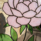 Stained Glass Peony Flower, 3D Standing Art on Wood Base, Forever Floral Gift for Mom, Glass Anniversary, Cottagecore Decor, Valentine Gift