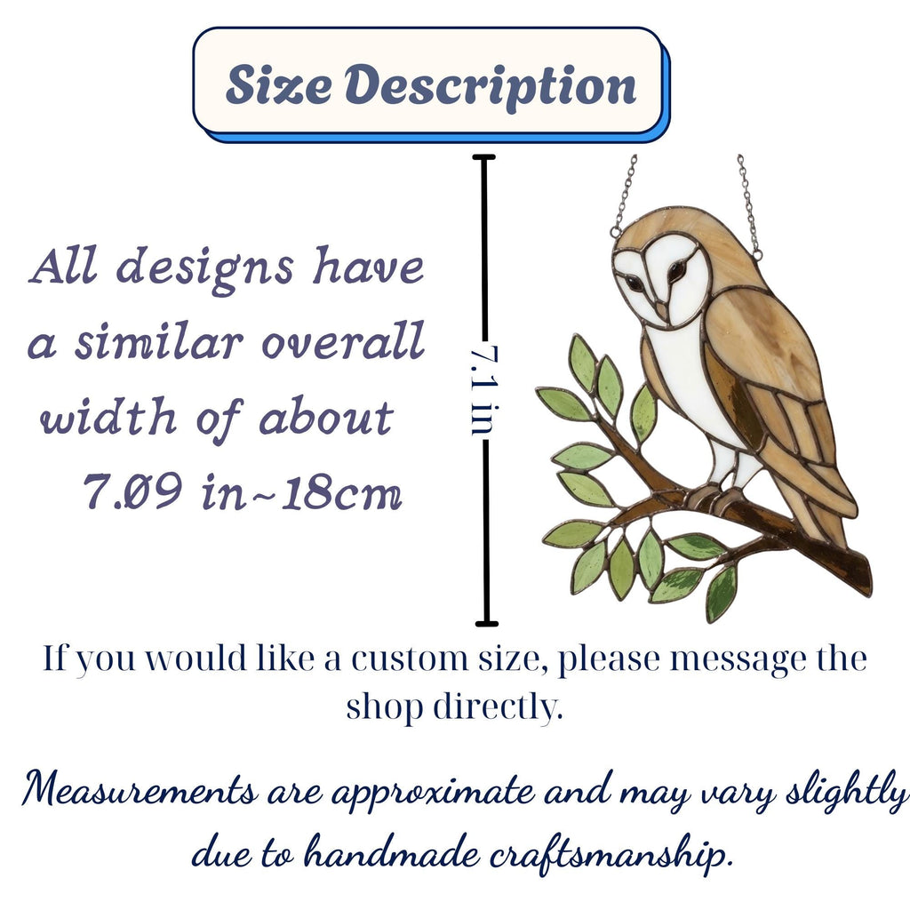 Barn Owl Stained Glass Suncatcher | Woodland Nursery Decor | Bird Lover Gift for Mom | Cottagecore Window Hanging | White Nature Art