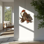 Handmade stained glass red tailed hawk suncatcher, realistic raptor bird window hanging, brown and rust wildlife decor, memorial gift for dad.