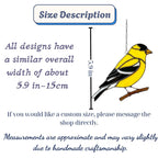 Stained glass American Goldfinch suncatcher hanging on window casting yellow shadows, vibrant yellow bird ornament for birdwatchers, handmade state bird gift for New Jersey Iowa Washington by LuzyGlassArt.